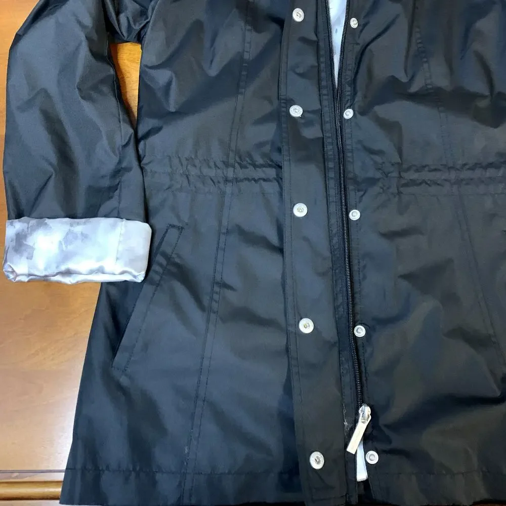 Dennis Basso Anorak Jacket water resistant w/detachable hood, Black Size XXS - Picture 7 of 10